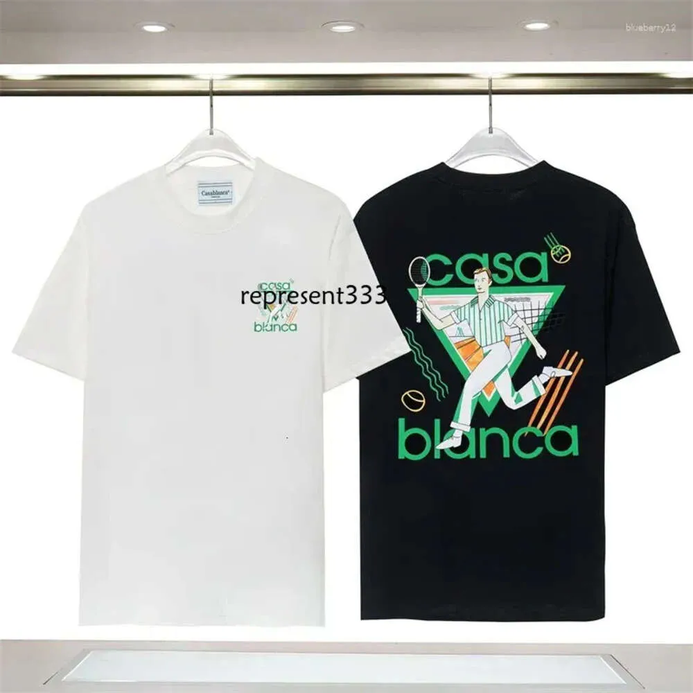 casablancas skjorta män t skjortor 24ss tennisklubb överdimensionerade män kvinnor hip hop brev toppar ren bomull vit skjorta