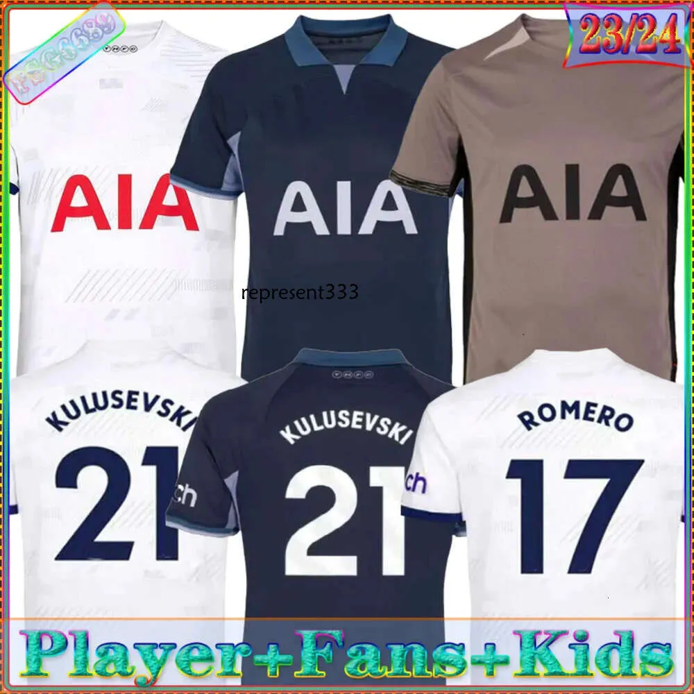 Shirt da calcio in Inghilterra bambini 23 24 25 Son Maglie da calcio Shirt Terzo Lucas Lloris Romero Perisic Kulusevski Bentancur Kane Richarlison