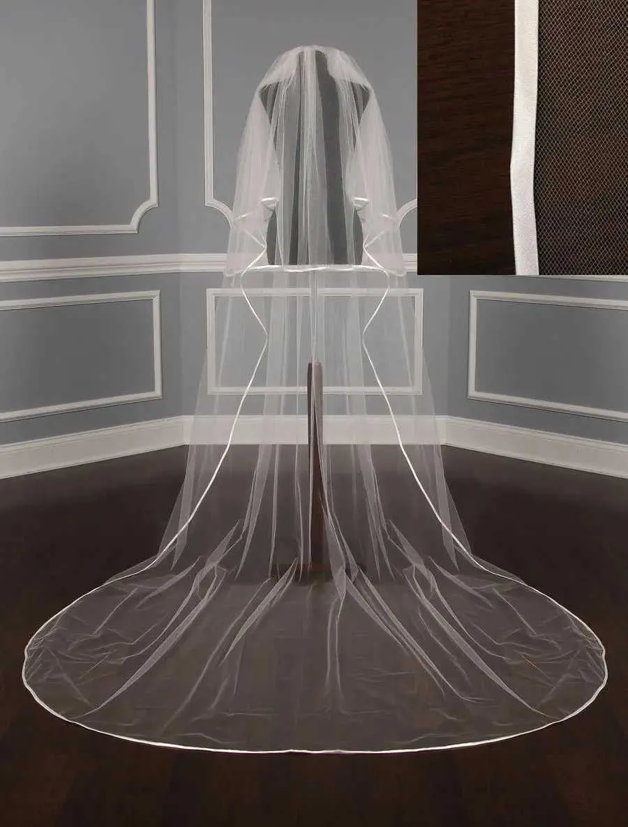 Gioielli per capelli Eastalley Bordo del nastro Tulle Due strati Lunghi Veli da festa da sposa Accessori da sposa para velo de novia_voghion.com