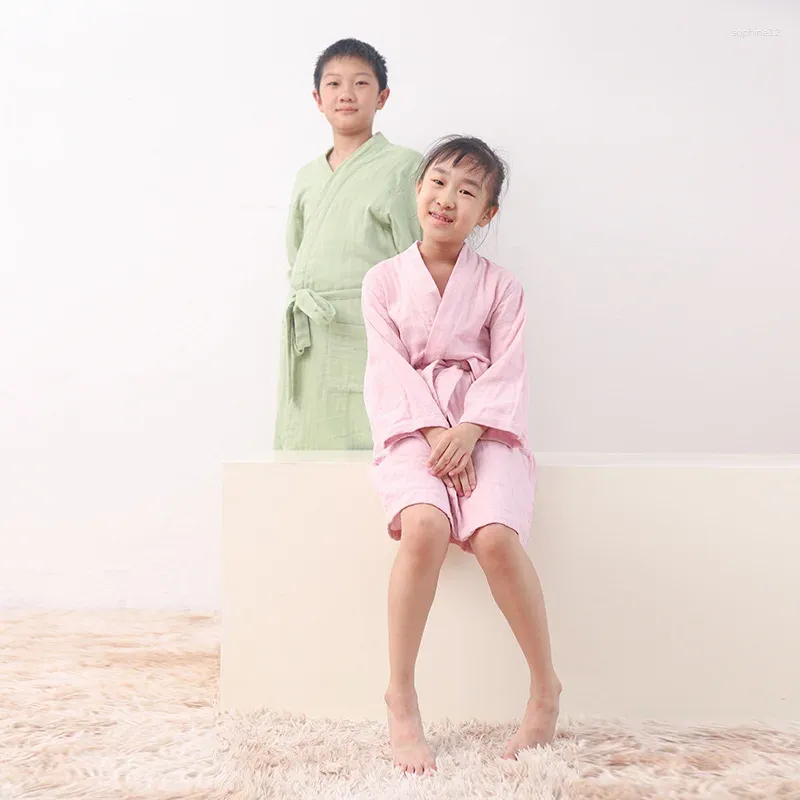 Habitation coton enfant peignoir à 3 couches en maillot la robe habitante douce sommeil porte l'eau absorption mince pyjamas japon kimono robes loo