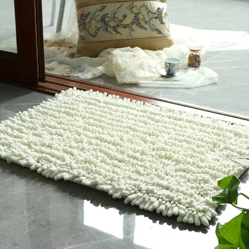 Tapetes de banho chenille tapete de água não deslizante absorve o tapete do banheiro para os tapetes de quarto de sala de estar piso de cozinha téneo de banheiro branco