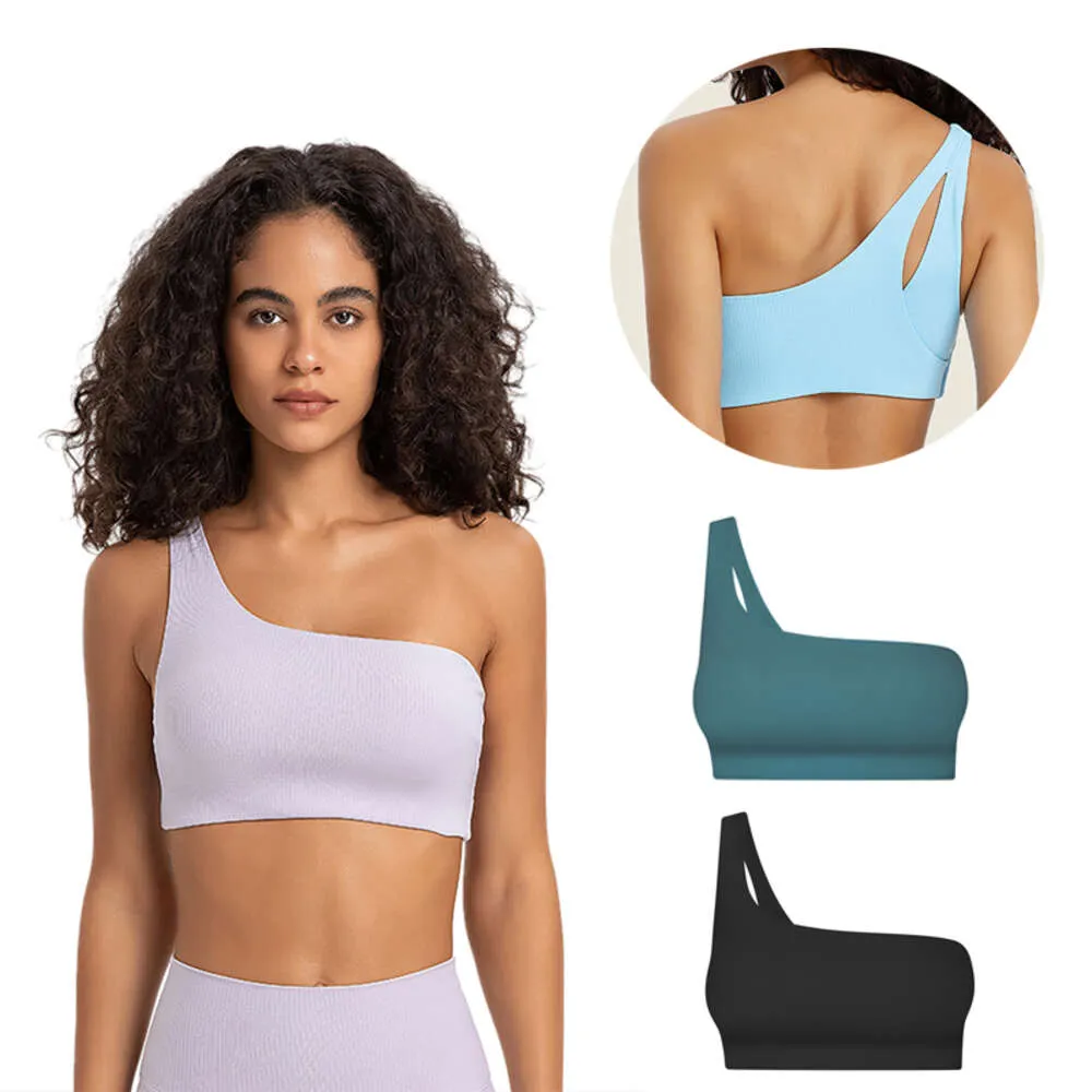 Femmes One épaule Sports Bra Sans manches STRAP LOW IMPACT ASYMETRIQUE d'entraînement Yoga Bra