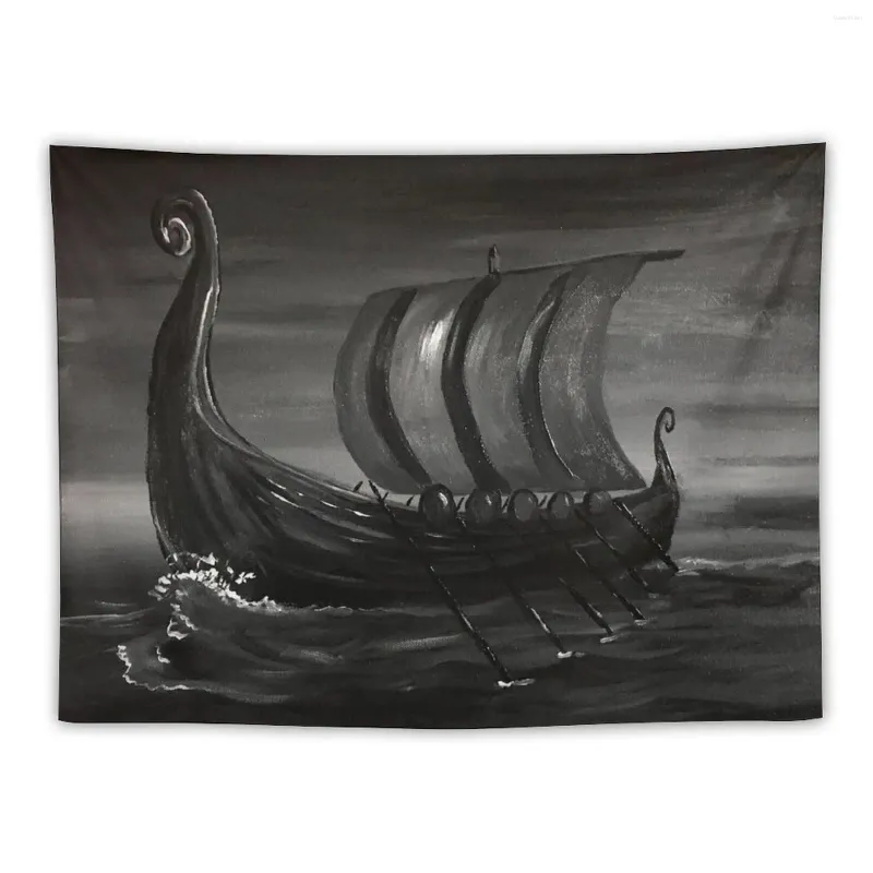 Tapisserier Oseberg Ship Tapestry Decoration For Bedroom Wall Hanging Room Decorator Söta saker