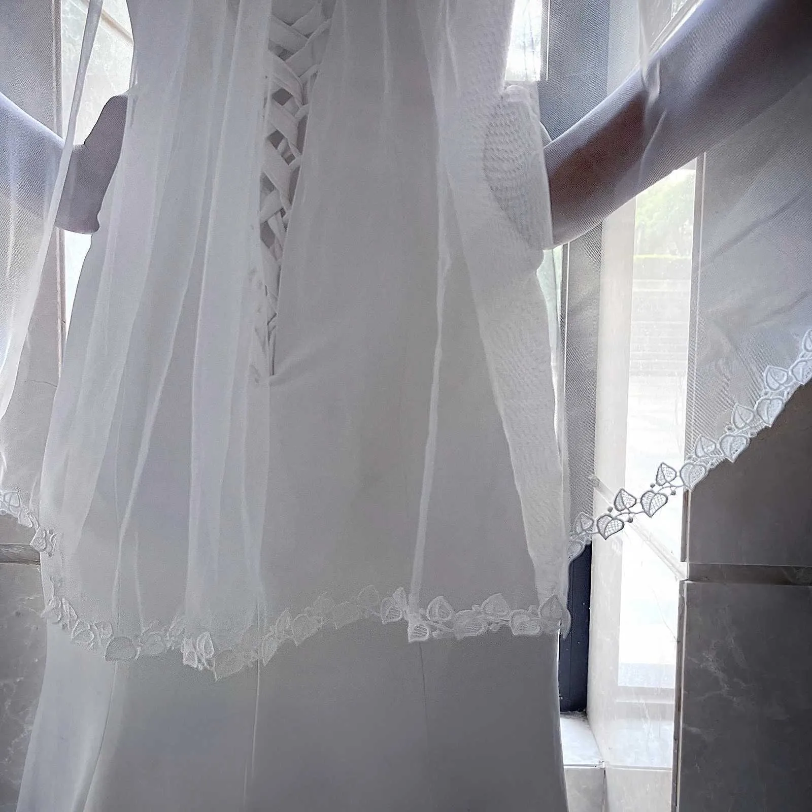 Brautschleier Mit Spitzenbesatz Blatt Design Für Hochzeiten_voghion.com