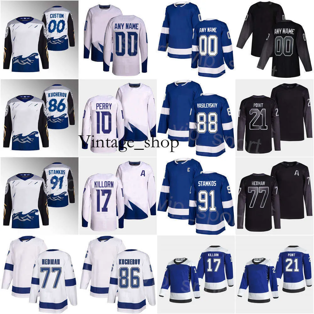 Vin 2023 Reverse Retro Hockey 77 Victor Hedman Jerseys 86 Nikita Kucherov 88 Andrei Vasilevskiy 17 Alex Killorn Corey Perry Brayden Point S