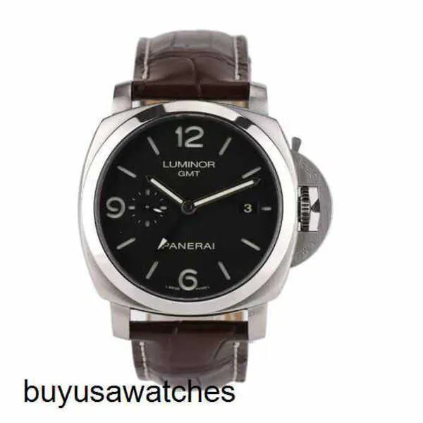 Montre de poignet moderne Panerai Luminor1950 série 44 mm de diamètre automatique montre la montre masculine Pam00320 Affichage en acier inoxydable Affichage Double fuseaux horaires