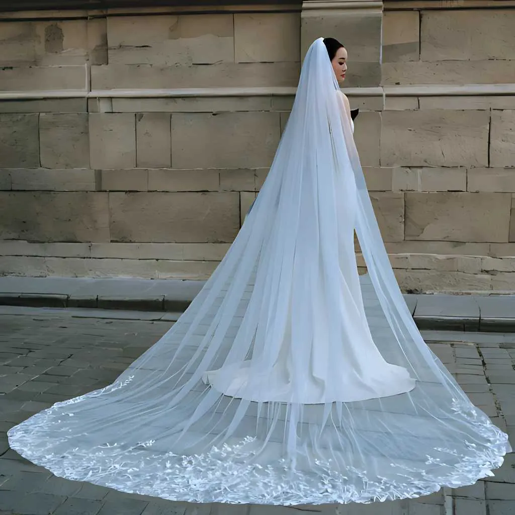Gioielli per capelli Veli da sposa Plus Sie Abiti Accessori Velo da sposa extra lungo in pizzo ricamato V162_voghion.com
