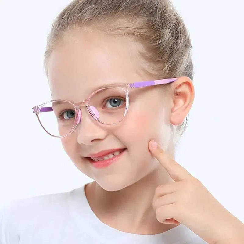 Güneş gözlüğü mavi ışık çocuk bilgisayar gözlükleri tr90 çerçeve şeffaf lens kızlar video oyunu çocuk güvenlik gözlükleri d240513