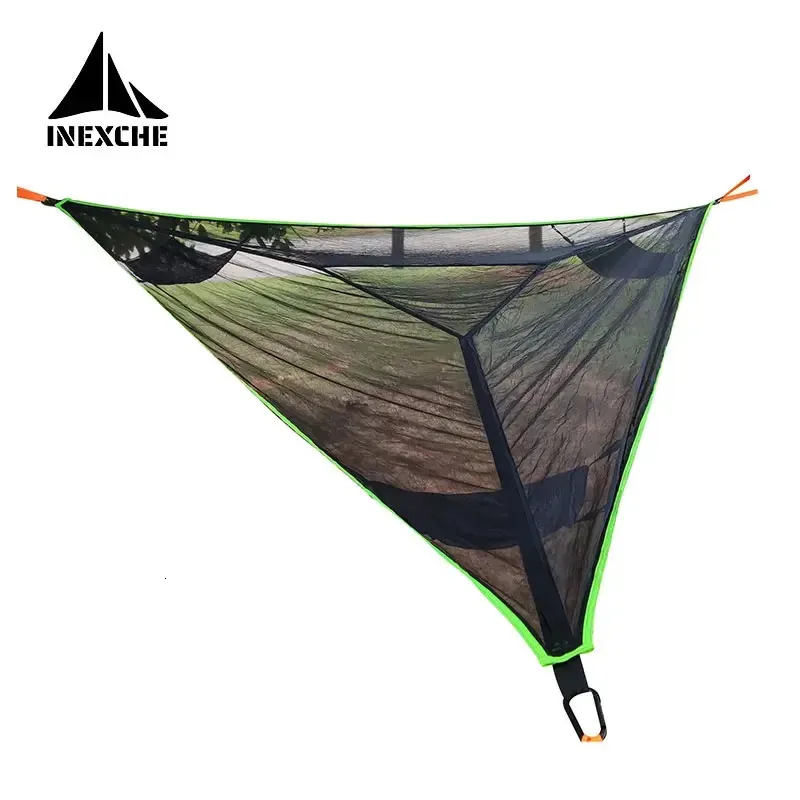 Big Size Camping Hangmat draagbare buitenklaplopende driehoek hangende bed multi -persoon reizen slapende swing 2 maten 240429