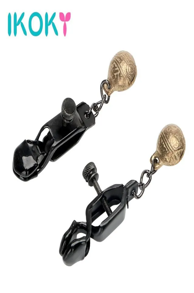 Ikoky 1 paire Stimulatrice de mamelon Clips de sein avec Bell Toys Toys Metal Mindable Clamps Sex Toys for Couple Adult Games Q1707181061838