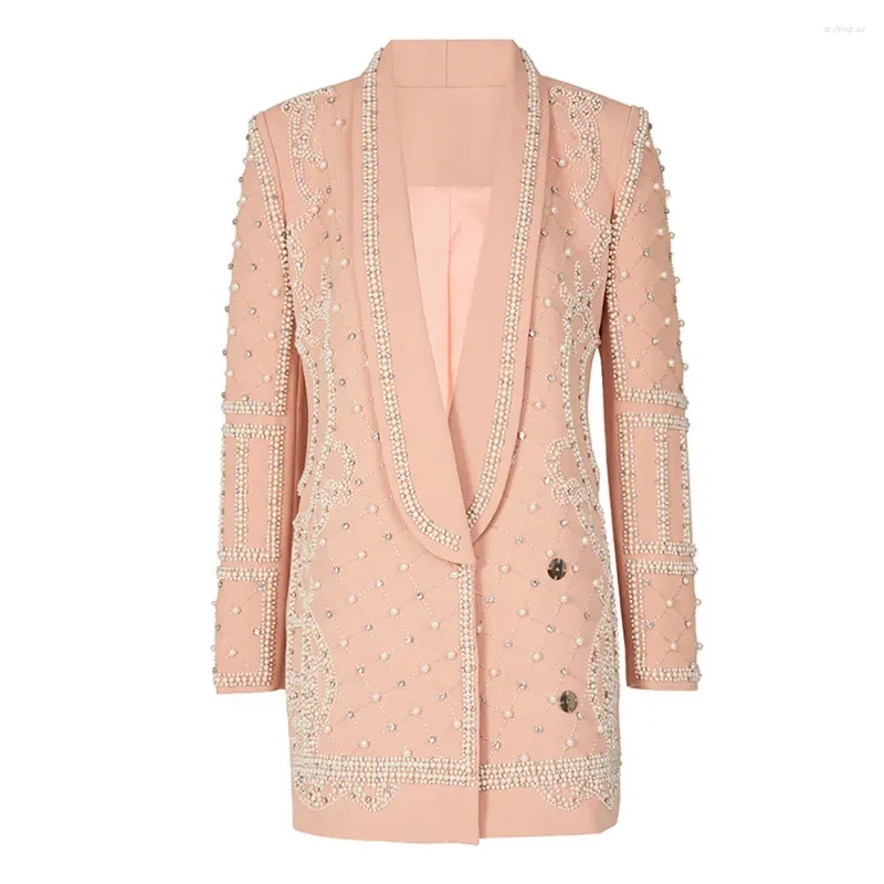 Vestes pour femmes magnifiques Perles de diamant manteaux Femmes Femmes Automne Hiver à manches longues Bureau officiel Blazers Lady