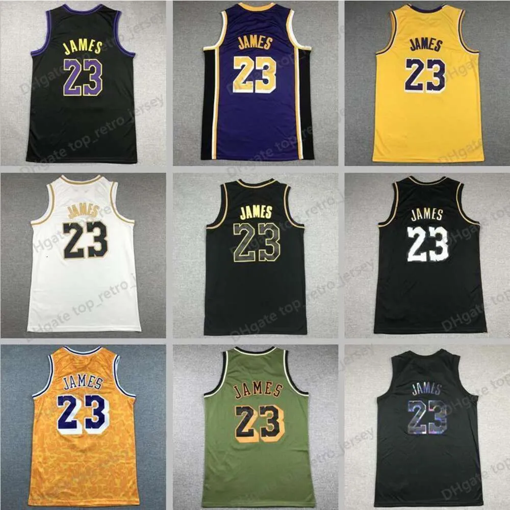 2024 MENS 23 James Basketball Jersey Authentic LeBron 23 James Jerseys Blanc Yellow Purple Youth Women Men S-XXL Basketball Jersey avec et Tags