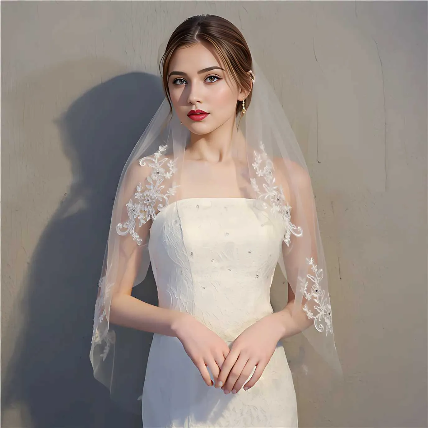 Schmuck Klassische Hochzeit Spitze Rand Braut Schleier 1 Tier Diamant Ellenbogen Länge Schleier Braut Haar Zubehör Bachelorette_voghion.com