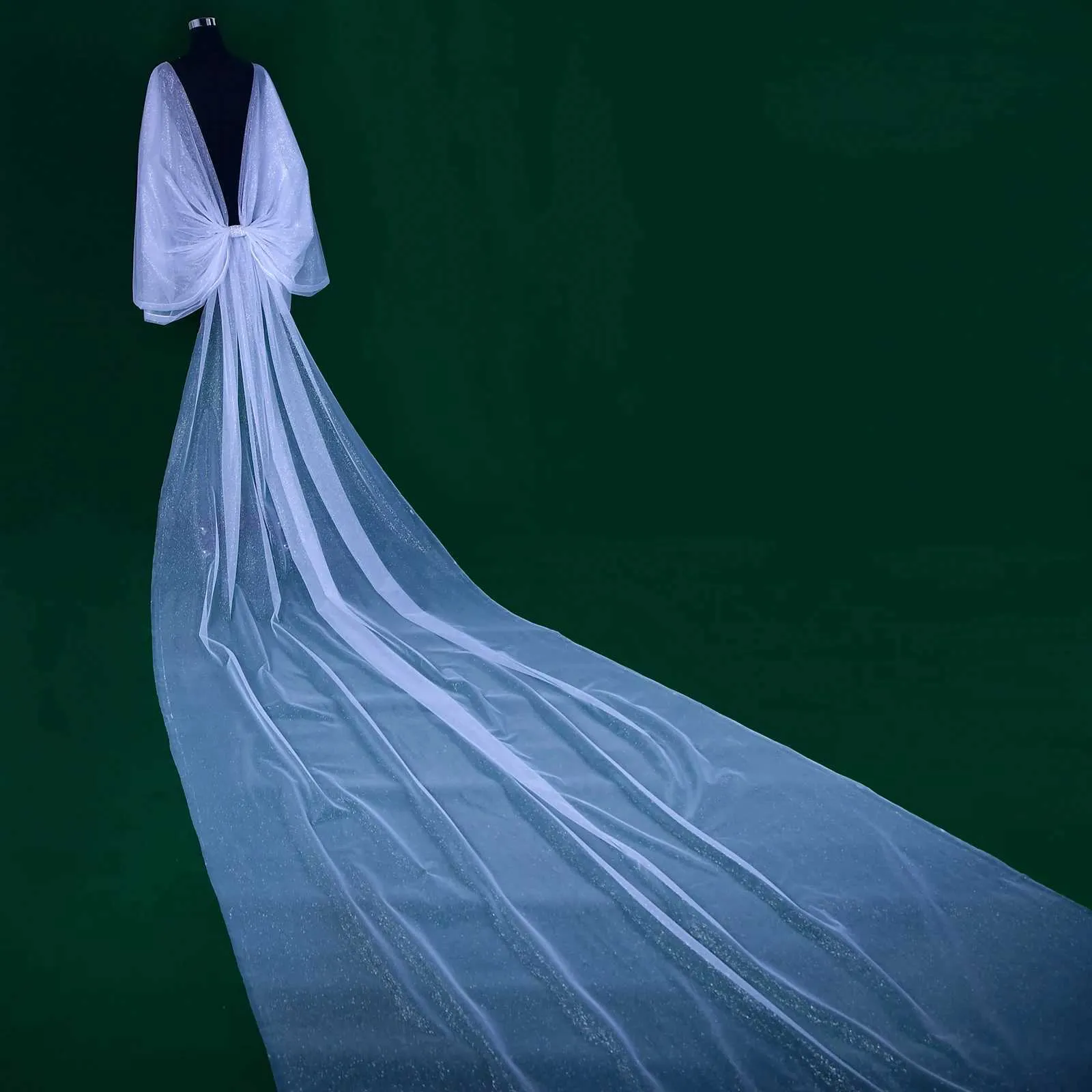 Bridal Cape Veil For Women Sparkling Wedding Shawl Hair Accessory_voghion.com