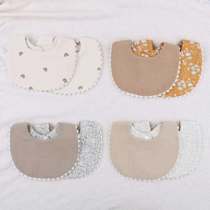 Bibs Burp Cloths Thick cotton Gaussian baby bib absorbent baby lace bib newborn accessories Burp Cloths Bandana Scarf Stuff suitable for boys and girls d240513