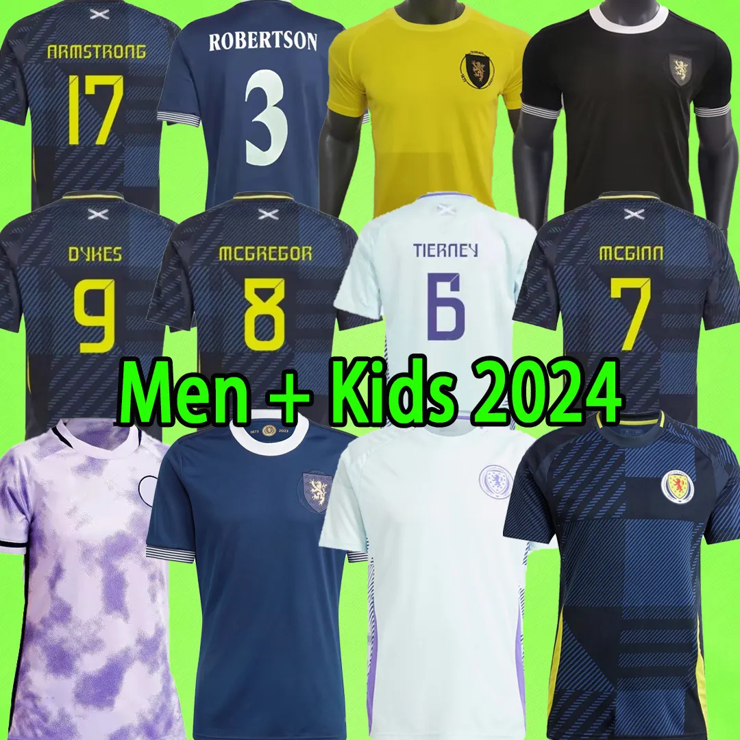 2024 Scotlands Soccer Jerseys Fãs Jogador Versão para homens Definir Kit Kit Adams McGinn Dykes McGregor Robertson 24 25 Camisa de futebol 2025 uniforme 150th Home Away Boys