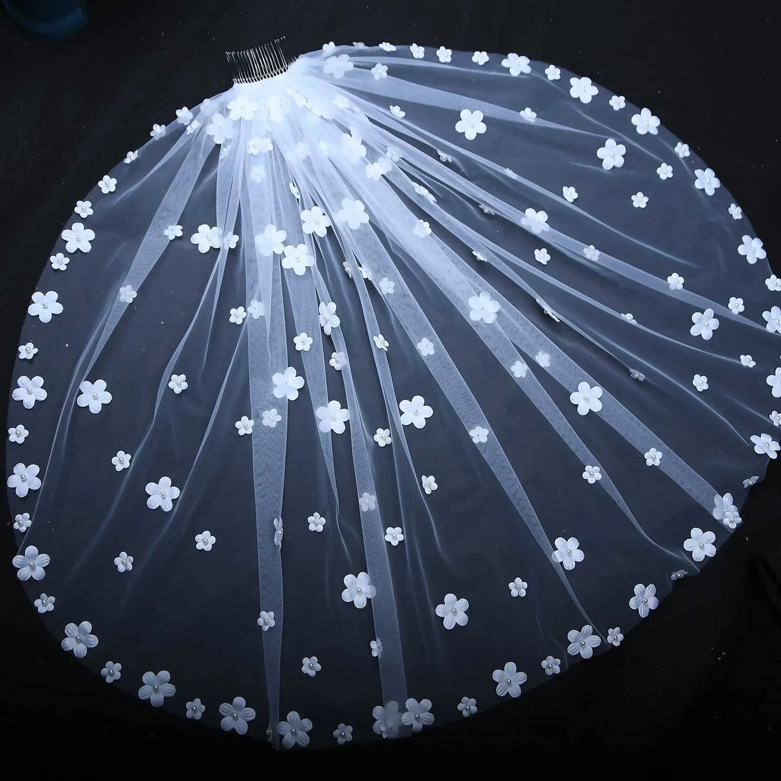 Gioielli per capelli Corti Matrimonio Fiori 3D Comunione Ghirlanda Ragazze Mini Velo da sposa Addio al nubilato Accessori per_voghion.com