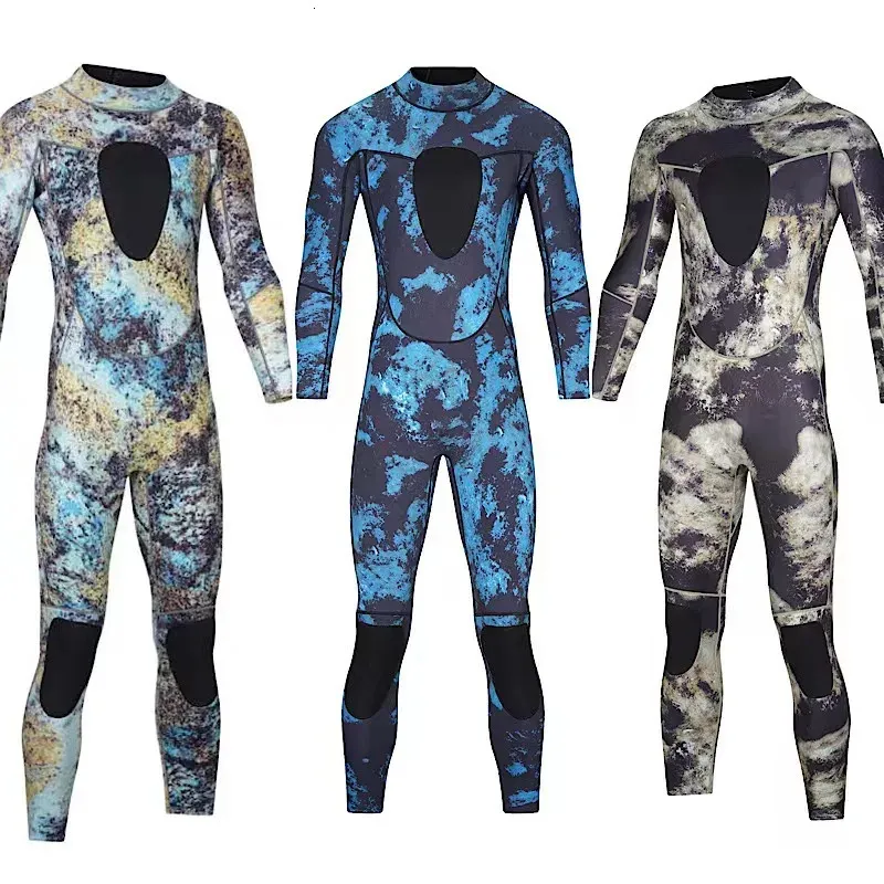 Mens Camouflage Spearfishing Wetsuit 3mm Neoprene Camouflage Full Body Wetsuit for Snorkeling Swim Surfers 240507