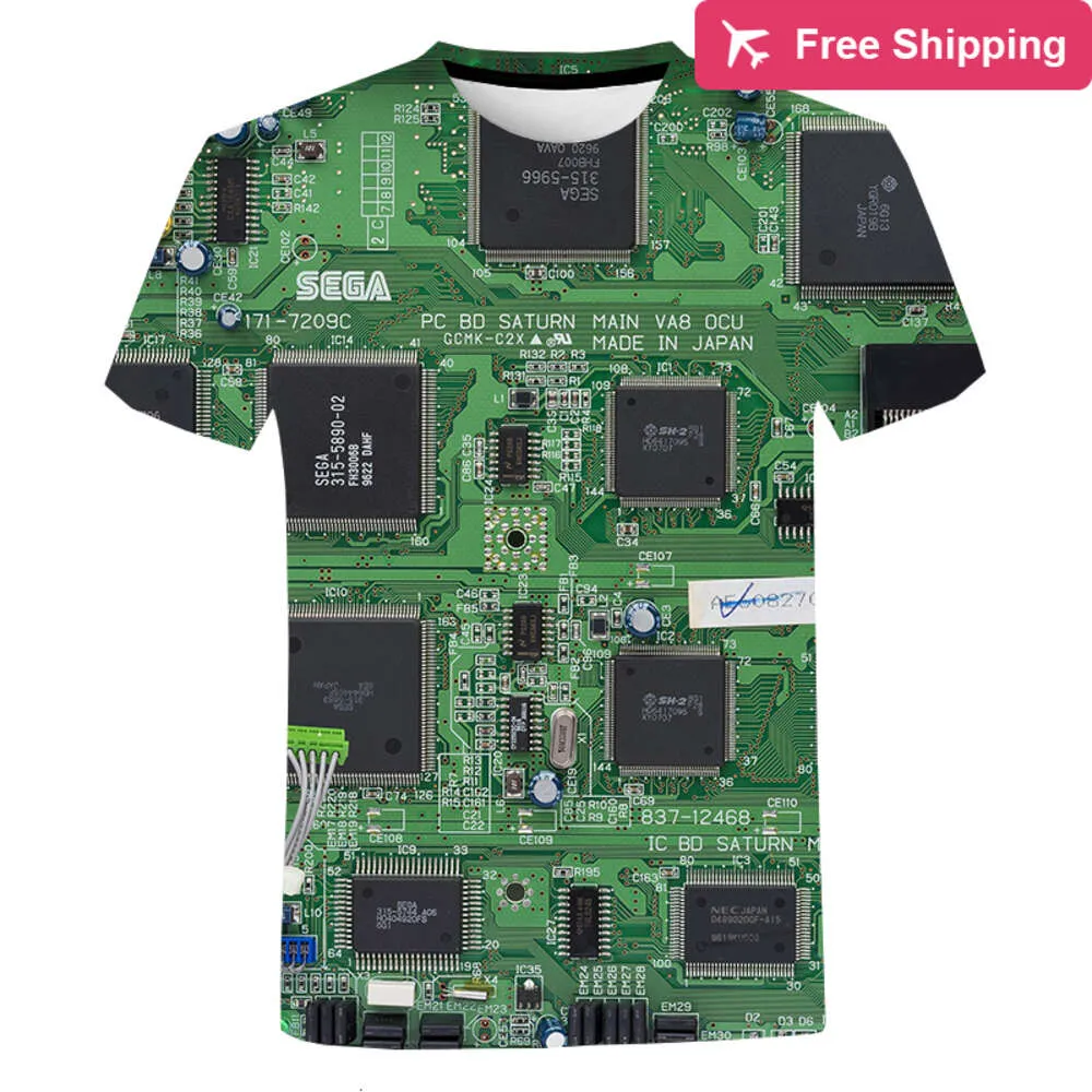 Heren plus T-shirts T-shirts 2024 3D-print elektronische hiphop t-shirt Men dames machine gedrukt oversized t-shirt harajuku-stijl zomer korte mouw T-shirt tops