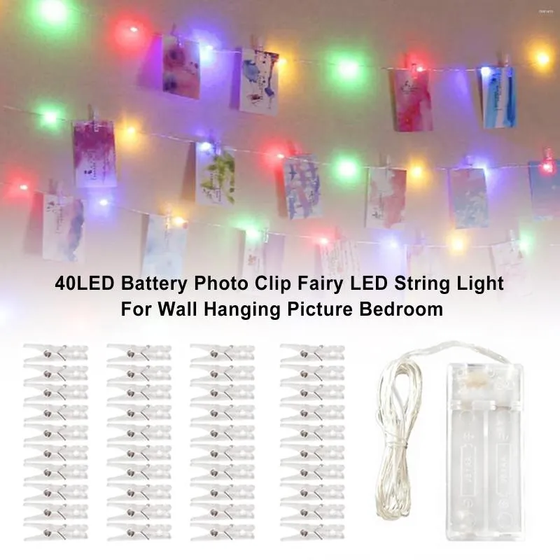 Party Decoration Areyourshop 40LED Battery Po Clip Fairy LED String Light For Wall Hanging Picture Bedroom