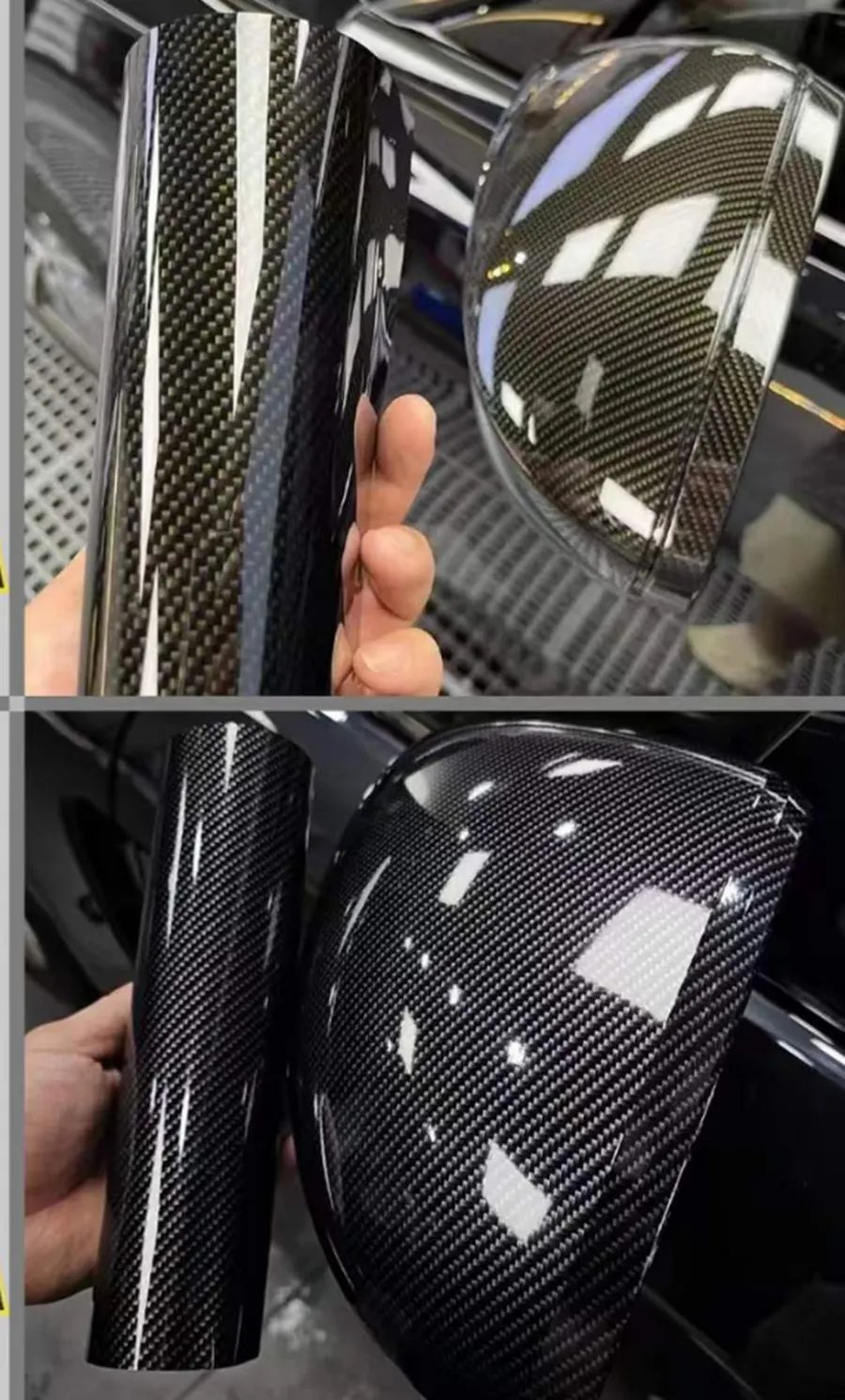 HD Ceramic Carbon Vinyl Wrap الذي يغطي فيلمًا مع إطلاق الهواء الأولي Low Tack Glue Glue Self Reshesive 42 × 18 مترًا 5 × 59 قدمًا مع بطانة الحيوانات الأليفة