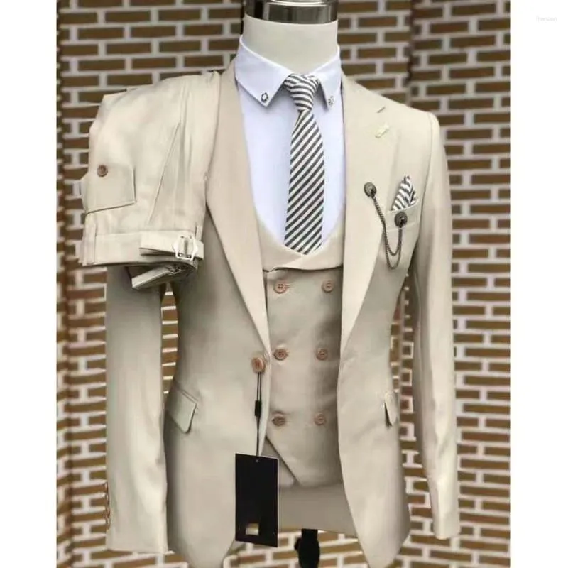 Costumes pour hommes sur mesure couleur solide hommes de mariage formel de mariage formel 3 pièces veste veste ventre un bouton notch revers de haute qualité Costume Homme