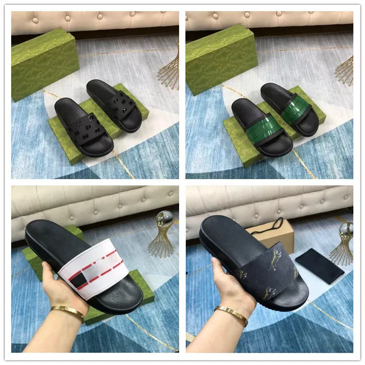 Hot Sold Designer Woman Top Quality G Slippers Men tofflor Bottoms Flop Flops äkta läder Kvinnor Luxury Sandaler Fashion Causal Shoes Storlek 35-46 US 12