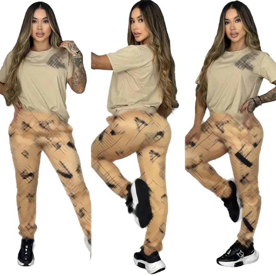 New Women's Sportswear, camiseta, calça, conjunto casual de luxo, conjunto de duas peças, conjunto de designers, J2978