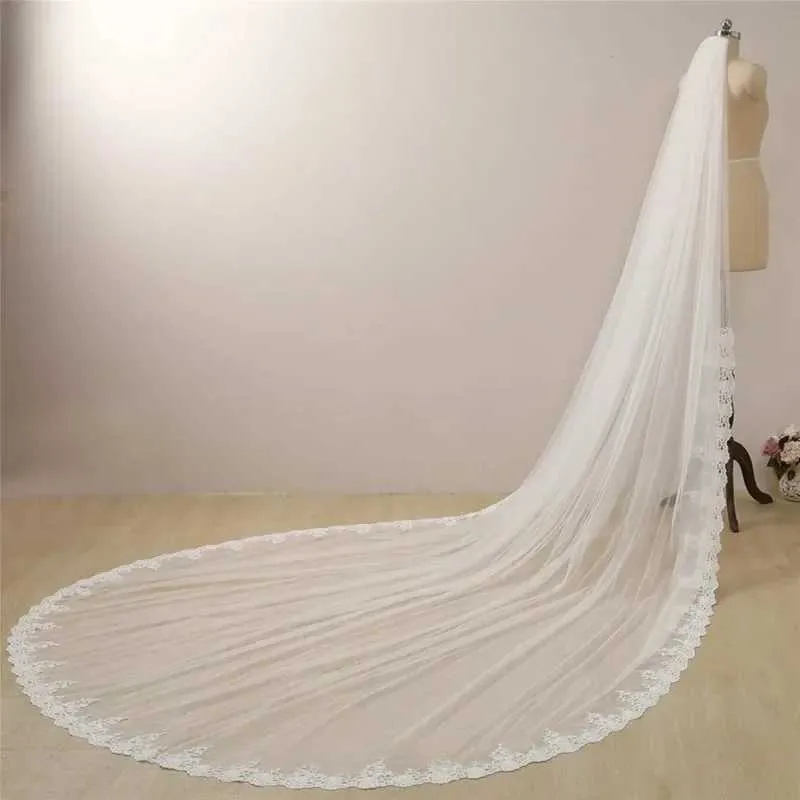 Gioielli per capelli Lungo pizzo 2,5 m Velo da sposa avorio con pettine Fard Sposa Copricapo Accessori da sposa_voghion.com