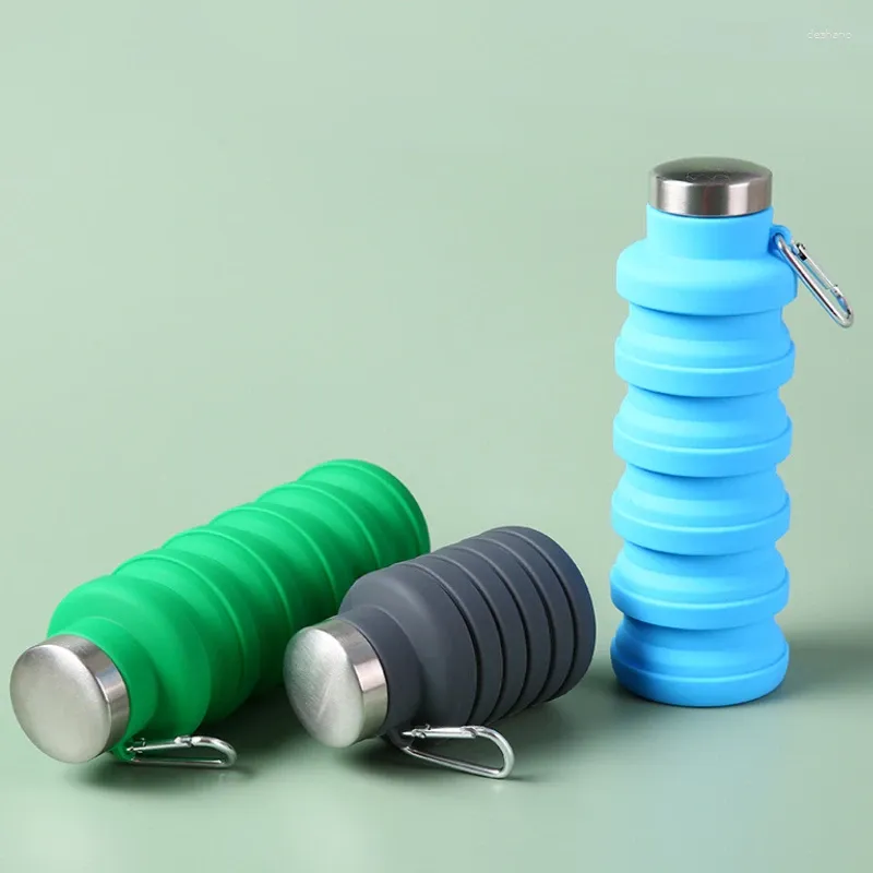 Vattenflaskor fällbar silikonflaskstudentsport som kör bergsklättring resor Fitness Portable Cup Dractable