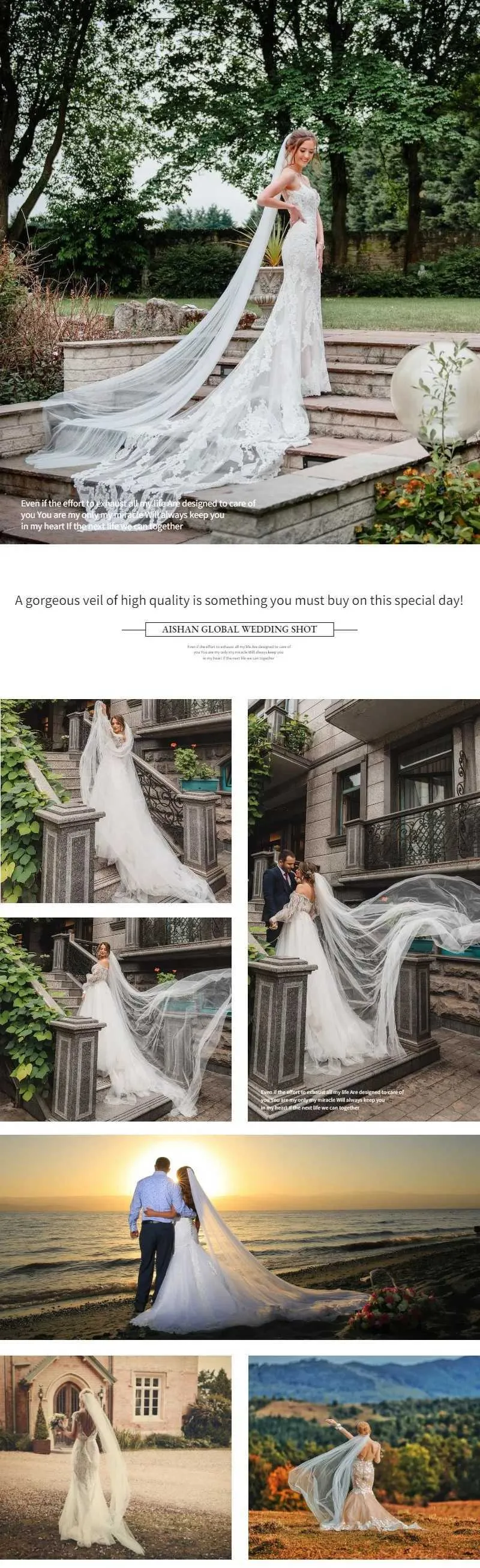 Gioielli per capelli M92 Velo lungo con pettine Velo da sposa cattedrale semplice 1 livello Bordo tagliato Sheer Soft Tulle120in Ampio matrimonio_voghion.com