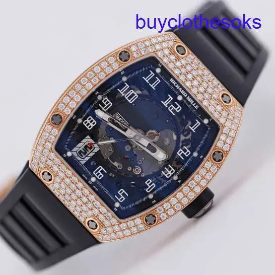 RM Mekanisk handledsur RM005 Inlagd med T Square Diamond Rose Gold Automatic Machinery Swiss Chronograph