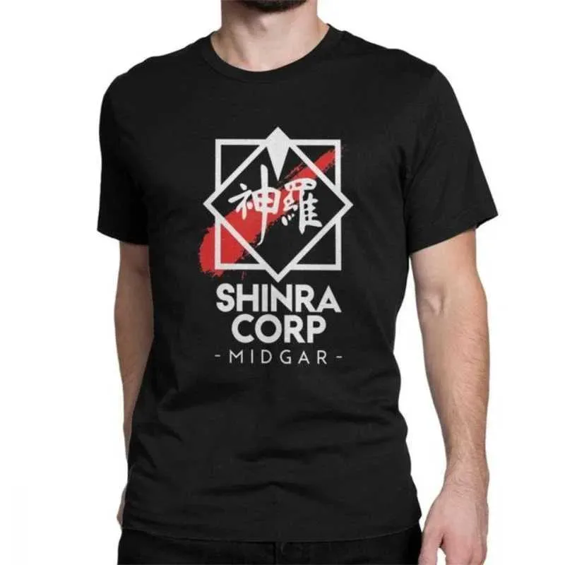 Herrt-shirts Shinra Electric Power Company Men tryckt T-shirt Final Fantasy 7 Sephiroth Soldier Materia Tifa Video Game Chocobo Short Slve T240510