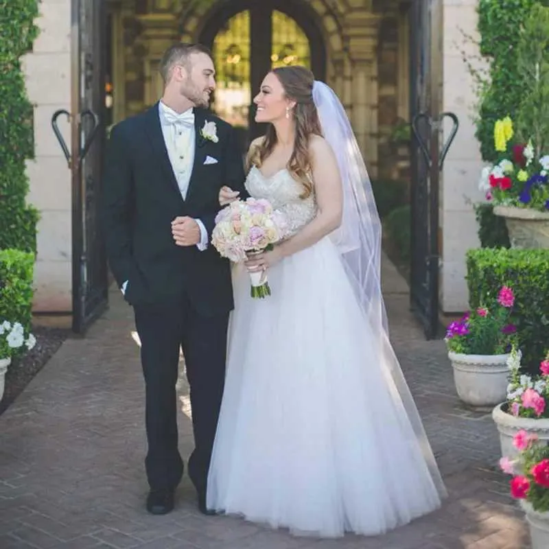 Gioielli per capelli Matrimonio elegante Classico Morbido illusione Tulle Lunghezza cattedrale Velo da sposa con pettine Veu De Noiva Longo_voghion.com