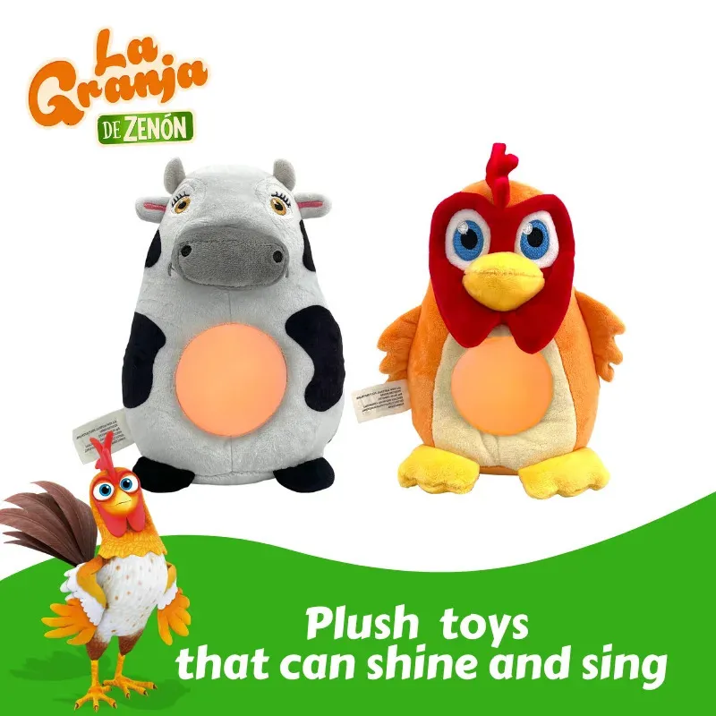 La Granja de Zenon 22cm Kawaii Jouet en peluche avec une poupée musicale légère adaptée aux jouets de sommeil doux adaptés aux enfants et aux nourrissons à remplir avec des animaux 240426