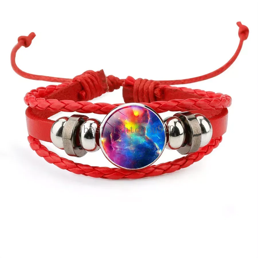 New Nebula Space Universe bracelets For women men Galaxy starry sky Glass charm Braided leather Rope Wrap Bangle Fashion Jewelry