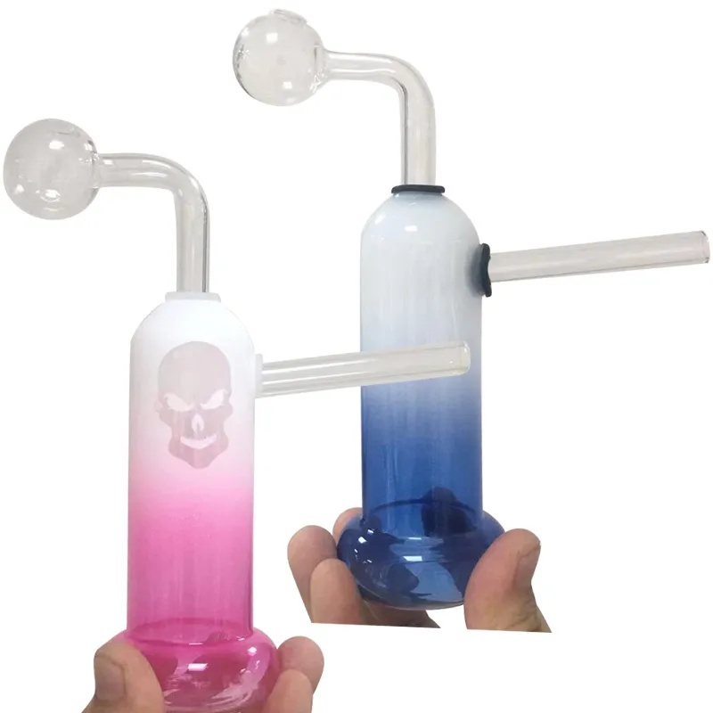 Bubbler d'huile de crâne Bubbler Pipe mini bongs Percolateur Pipes d'eau Verre Bobustes Bubblers Recycler la main portable Fumer DAB RIGS 2 COULEURS