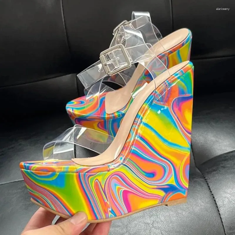 Sandales 2024 Arrivée Femmes Platform Corloge talons ouverts Beautiful Multi Color Party Shoes Us Plus taille 5-20