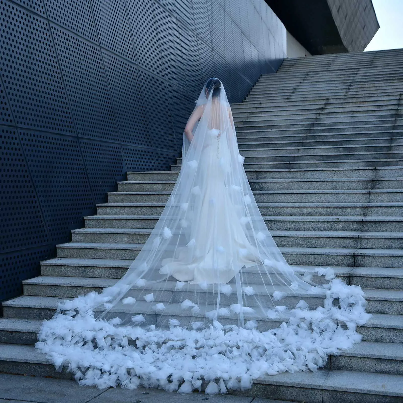 Wedding Veil Cathedral Length Soft Bridal Illusion With Comb_voghion.com