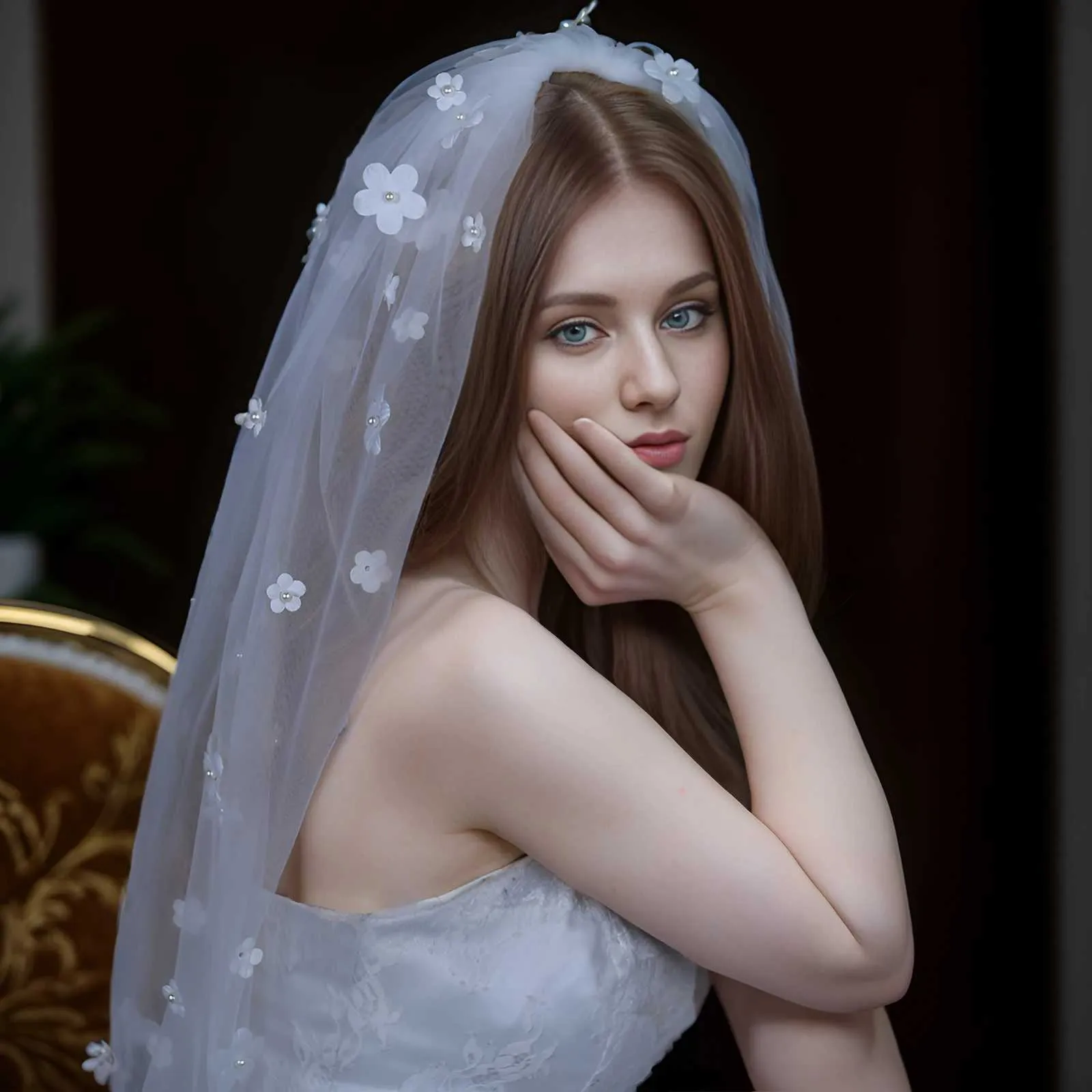 Hair Jewelry Short Wedding 3D Flowers Communion Wreath Girls Mini Bridal Veil Bachelorette Party Accessories for_voghion.com