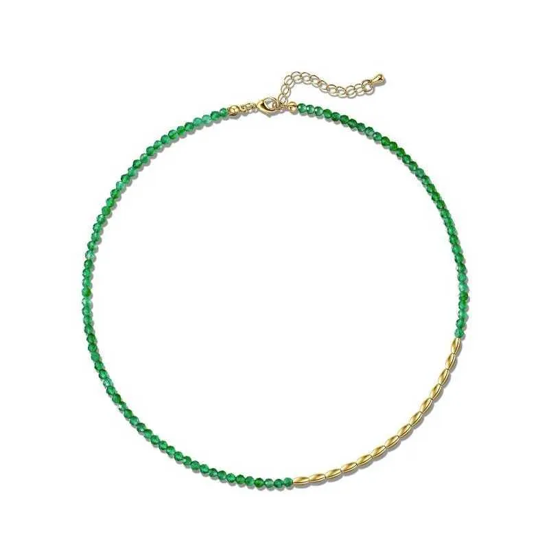Colliers pendants Minar Boho Green Couleur de pierre naturelle Crystal d'épissage des perles ovales