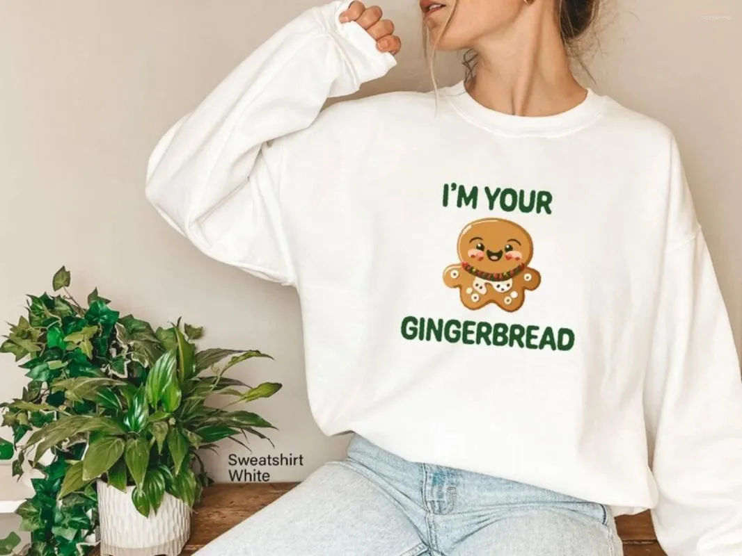 Kvinnors hoodies jag är din pepparkakor tröja kaka god julskjorta lyckligt år roligt söt trendig crewneck tee vinterkläder