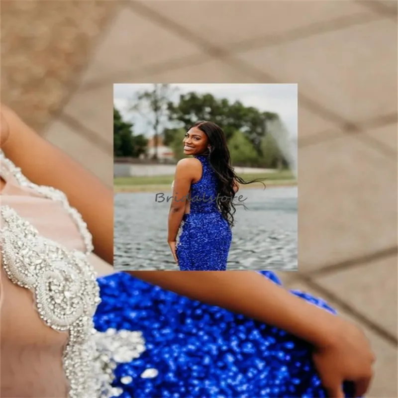 open lace back dress Poppy - Navy Rhinestone Long Prom Dress main image 0