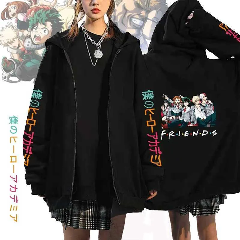 Men's Hoodies Sweatshirts My Hero Academia Japan Anime Men Women Zip Hoodies Bakugo Himiko Shoto Plus Size Sweatshirt Harajuku Unisex Strtwear Pullover T240510