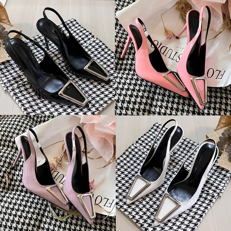 Damesontwerper Heels Dress Shoes with Box Avenue Patent Leather Slingback Pumps YS Sandalen Zwart Wit Lilac Ladies Fashion Classic Stiletto Heel Sandal