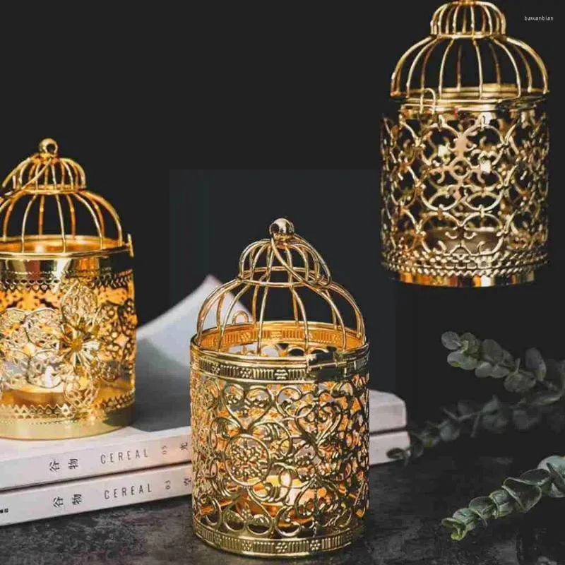 Titulares de vela Hold Holder Birdcage castlestick tealight pendurado em gaiola vintage decoração de gaiola lanterna retro casa pássaro d1w5