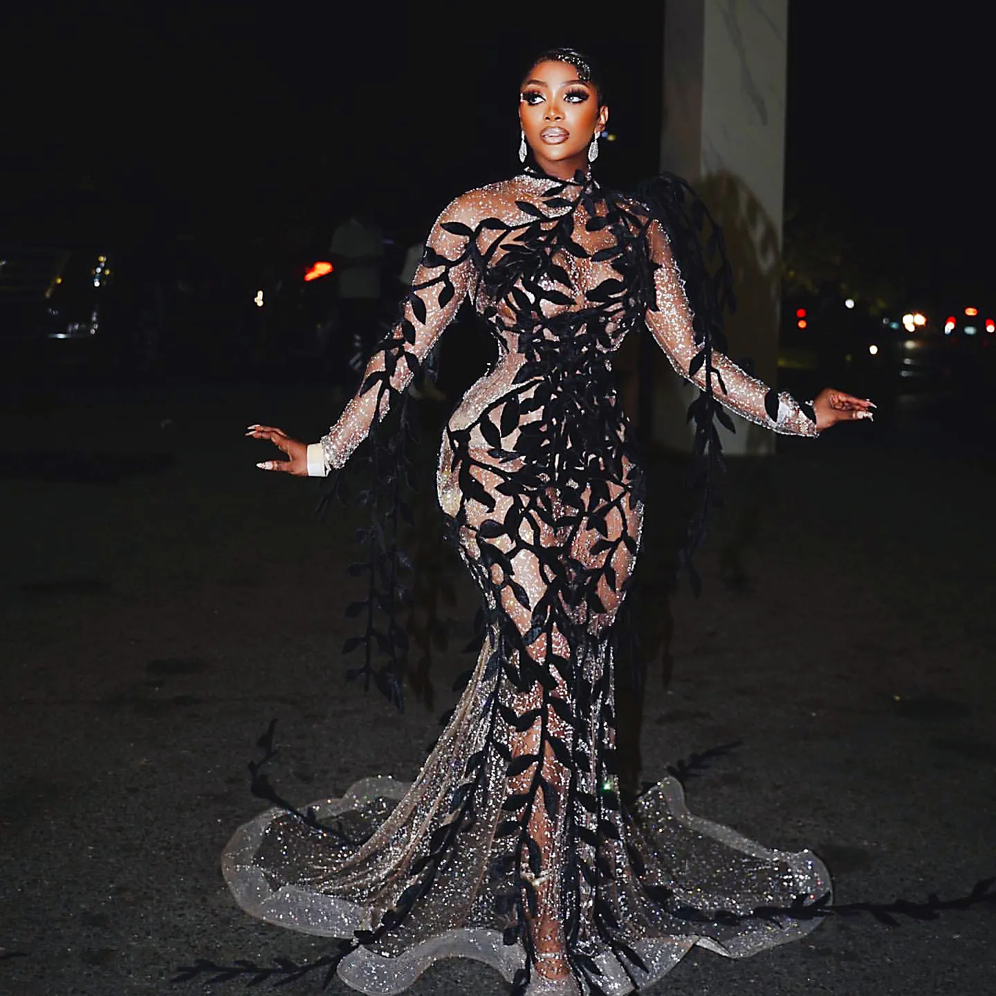 Mermaid Prom Dress with Beaded Lace and Sequined Fabric, High Neck, Long  Sleeve, Lace-up Back, Sweep Train, Built-in Bra, Empire Waist LF025 from  Dhgate Prom Dresses - price 365.83