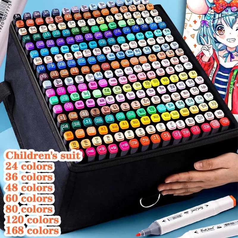 12-168 Markery kolorów pędzel pędzel z zestawem malarstwo rysunek manga rozświetlacz szkolna materiały sztuki dla artysty koreańskiego papieru papierniczego 240430