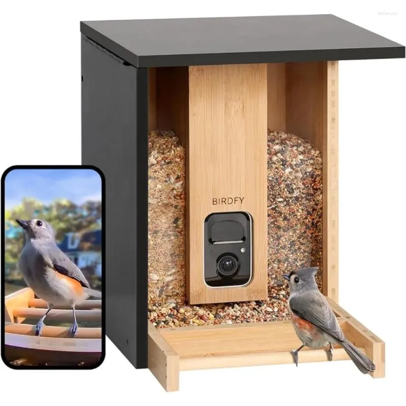 Autres fournitures d'oiseau Netvue Birdfy - Faisseur intelligente améliorée avec caméra Gift en bois de bambou Reagle Bamboo à la caméra pour Noël
