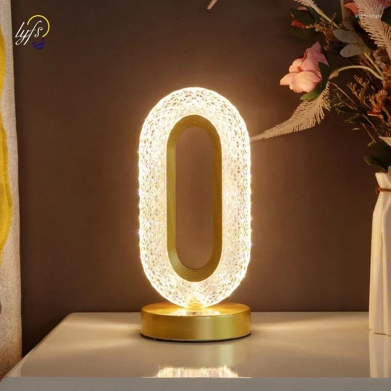 Lampes de table lampe à LED cristalline étape sans gradation USB Charge tactile Commutateur de télécommande Light Light Living Room Decoration Bureau